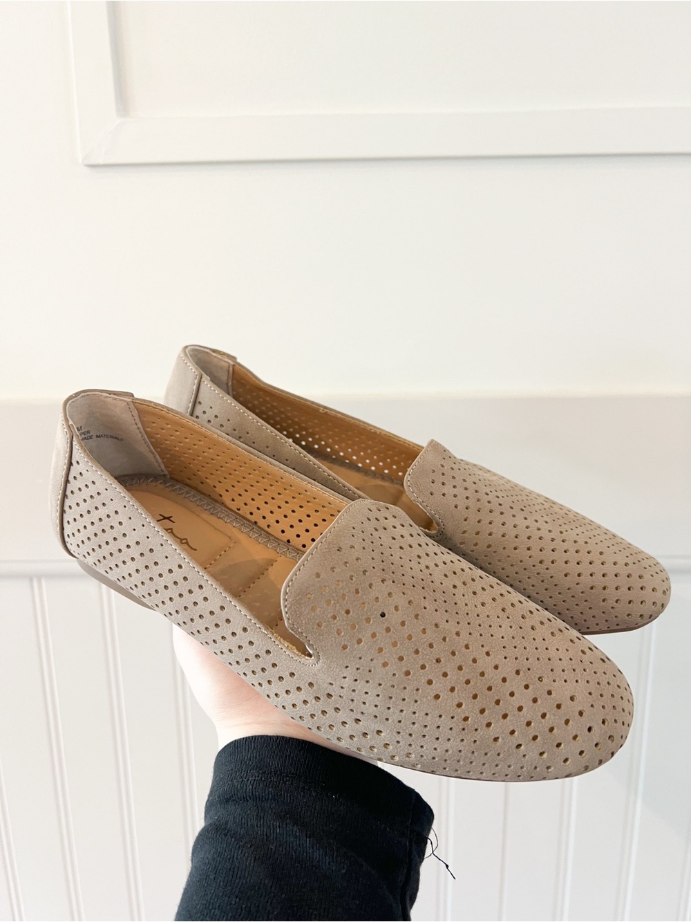 me too Taupe Perforated Slip-On Loafers